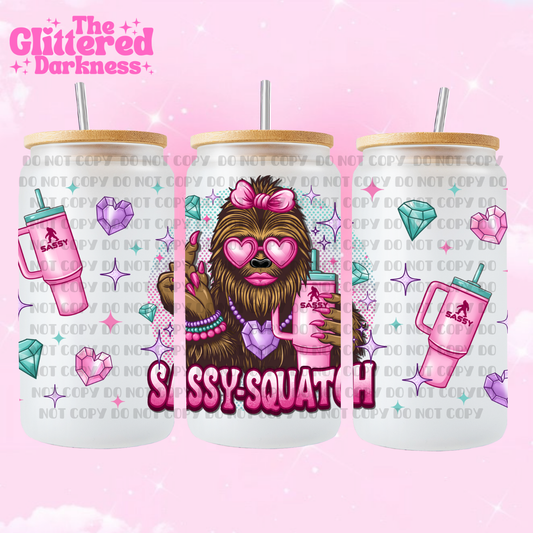 Vaso de vidrio SassySquatch de 16 oz