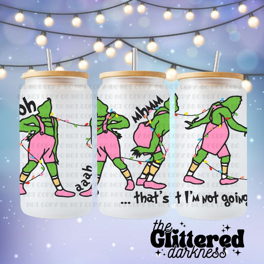 Pink Grinch V8 Glass Cup 16 oz