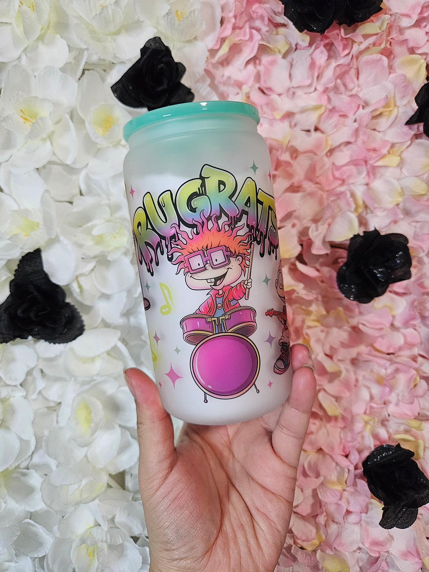 Vaso de vidrio de 16 oz de la banda Rugrats