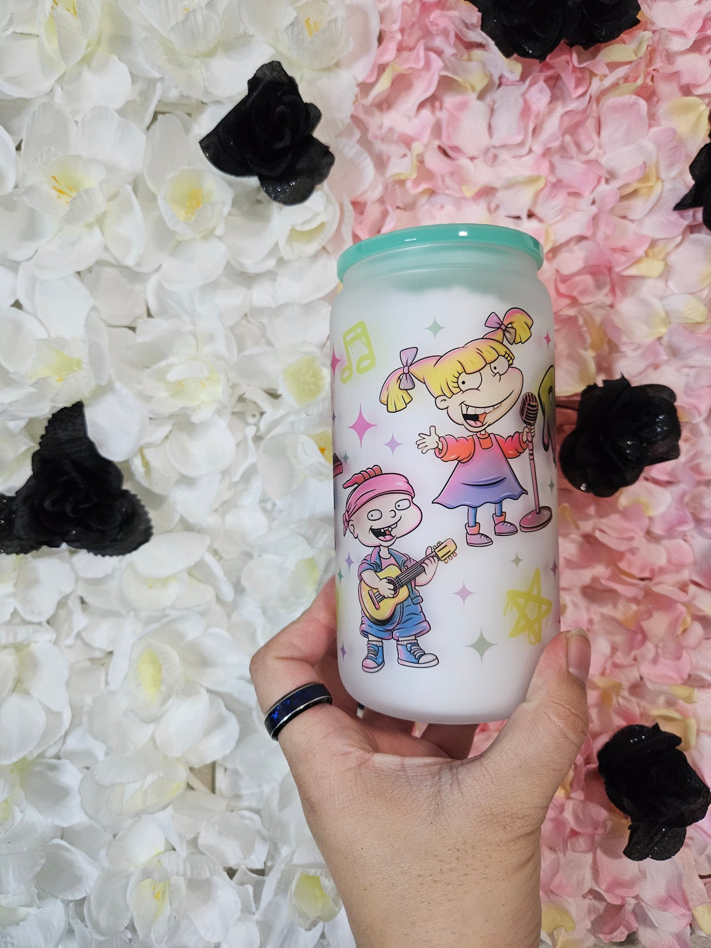 Vaso de vidrio de 16 oz de la banda Rugrats