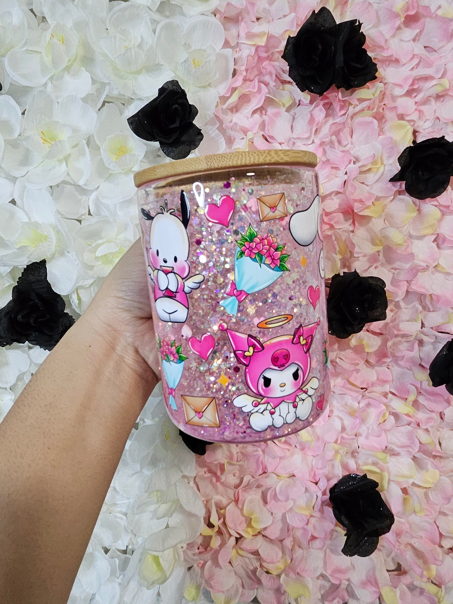 Pink San Friends Valentines Snowglobe Mug