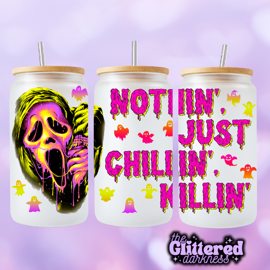 Ghostface Chillin Neon Glass Cup 16 oz