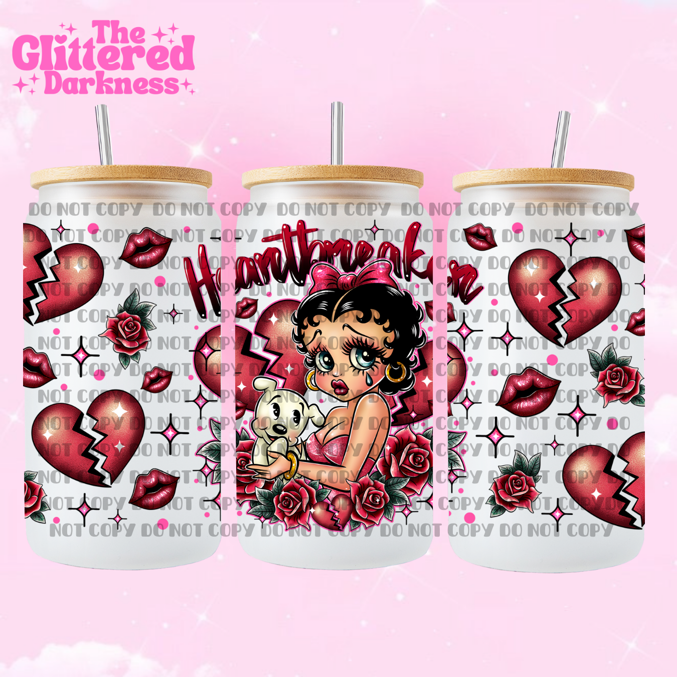 Betty Heartbreaker Glass Cup 16 oz