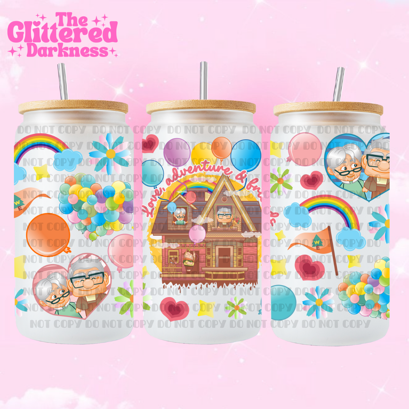 Vaso de vidrio Up Love Adventure Friends de 16 oz