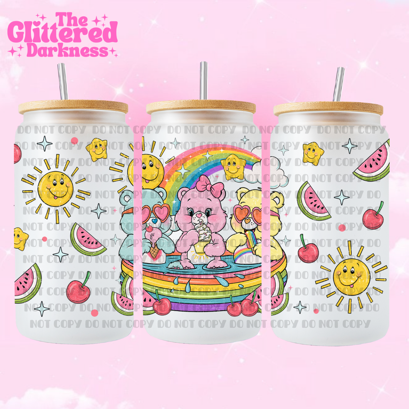 Vaso de vidrio Summer Bears de 16 oz