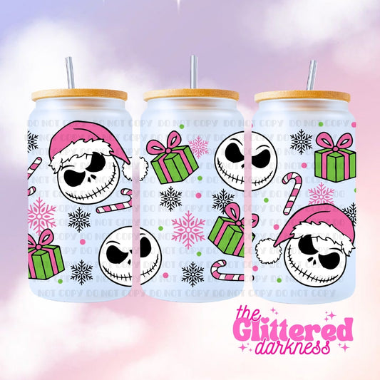 Pink Skelly & Gifts Glass Cup 16 oz