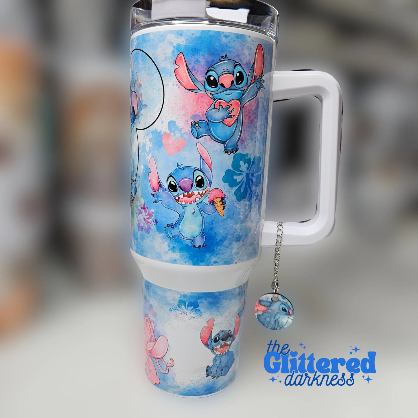 Blue & Pink Alien 40oz Tumbler w/ Charm