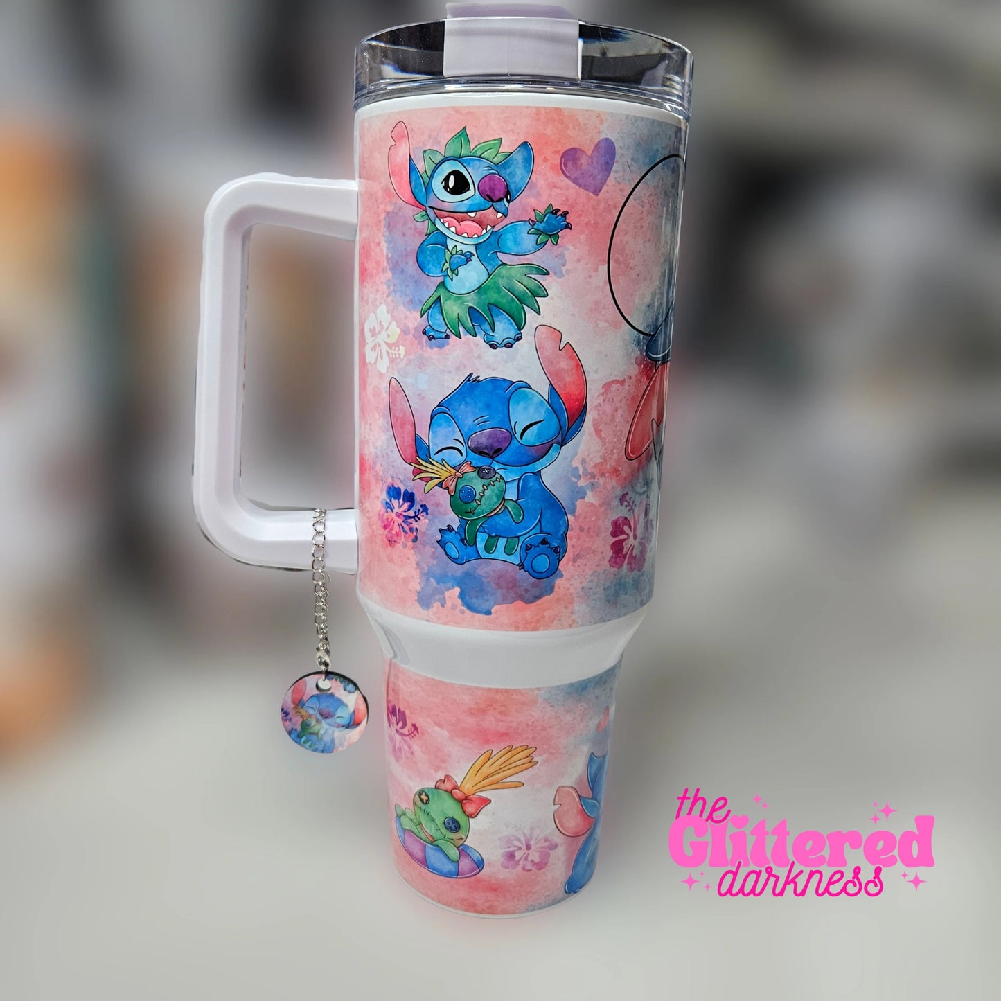 Blue & Pink Alien 40oz Tumbler w/ Charm