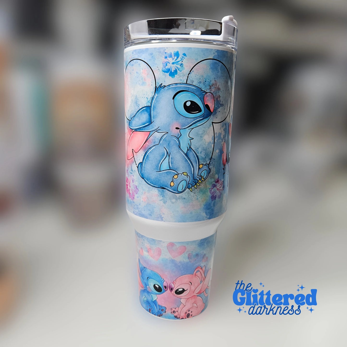 Blue & Pink Alien 40oz Tumbler w/ Charm